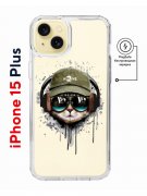 Чехол-накладка Apple iPhone 15 Plus (641583) Kruche PRINT Кот в наушниках