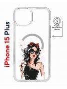 Чехол-накладка Apple iPhone 15 Plus (641583) Kruche PRINT Фэшн леди