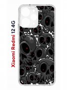 Чехол-накладка Xiaomi Redmi 12 4G (646479) Kruche PRINT Skull gray