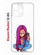 Чехол-накладка Xiaomi Redmi 12 4G (646479) Kruche PRINT Pink Hair