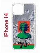 Чехол-накладка Apple iPhone 14  (625957) Kruche PRINT Jellyfish Green