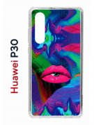 Чехол-накладка Huawei P30  (638392) Kruche PRINT Poison Lips