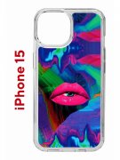 Чехол-накладка Apple iPhone 15 (641578) Kruche PRINT Poison Lips