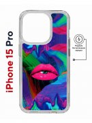 Чехол-накладка Apple iPhone 15 Pro (641589) Kruche PRINT Poison Lips