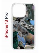 Чехол-накладка Apple iPhone 13 Pro (606543) Kruche PRINT Опал Малахит Дерево