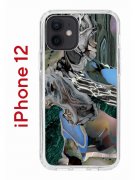 Чехол-накладка Apple iPhone 12  (588925) Kruche PRINT Опал Малахит Дерево