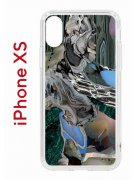 Чехол-накладка Apple iPhone X (580677) Kruche PRINT Опал Малахит Дерево