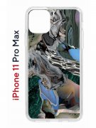 Чехол-накладка Apple iPhone 11 Pro Max (580662) Kruche PRINT Опал Малахит Дерево