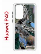 Чехол-накладка Huawei P40 (583862) Kruche PRINT Опал Малахит Дерево