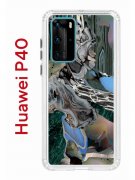 Чехол-накладка Huawei P40 (583862) Kruche PRINT Опал Малахит Дерево