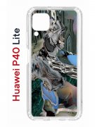 Чехол-накладка Huawei P40 Lite  (588940) Kruche PRINT Опал Малахит Дерево