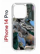 Чехол-накладка Apple iPhone 14 Pro (625958) Kruche PRINT Опал Малахит Дерево
