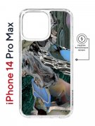 Чехол-накладка Apple iPhone 14 Pro Max (625966) Kruche PRINT Опал Малахит Дерево