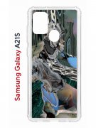 Чехол-накладка Samsung Galaxy A21S (587676) Kruche PRINT Опал Малахит Дерево