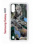 Чехол-накладка Samsung Galaxy A01/A015 (583858) Kruche PRINT Опал Малахит Дерево