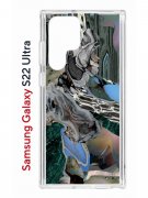 Чехол-накладка Samsung Galaxy S22 Ultra (610632) Kruche PRINT Опал Малахит Дерево