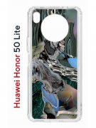 Чехол-накладка Huawei Honor 50 Lite (610636) Kruche PRINT Опал Малахит Дерево