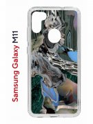 Чехол-накладка Samsung Galaxy M11 (588927) Kruche PRINT Опал Малахит Дерево