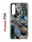 Чехол-накладка Huawei P30  (638392) Kruche PRINT Опал Малахит Дерево