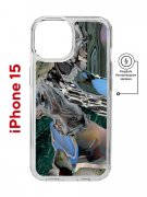 Чехол-накладка Apple iPhone 15 (641584) Kruche PRINT Опал Малахит Дерево