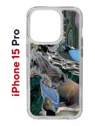 Чехол-накладка Apple iPhone 15 Pro (641588) Kruche PRINT Опал Малахит Дерево