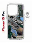 Чехол-накладка Apple iPhone 15 Pro (641589) Kruche PRINT Опал Малахит Дерево
