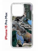 Чехол-накладка Apple iPhone 15 Pro Max (641577) Kruche PRINT Опал Малахит Дерево