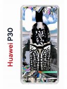 Чехол-накладка Huawei P30  (638392) Kruche PRINT Черное Море