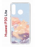Чехол-накладка Huawei P30 Lite (585137) Kruche PRINT Dafna_Cloud cat