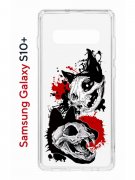 Чехол-накладка Samsung Galaxy S10+ (580661) Kruche PRINT Коты-Черепа