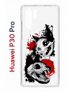 Чехол-накладка Huawei P30 Pro Kruche Print Коты-Черепа