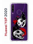 Чехол-накладка Huawei Y6p 2020 (588946) Kruche PRINT Коты-Черепа