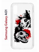 Чехол-накладка Samsung Galaxy A01/A015 Kruche Print Коты-Черепа