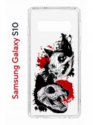 Чехол-накладка Samsung Galaxy S10 (580670) Kruche PRINT Коты-Черепа