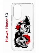 Чехол-накладка Huawei Honor 50 (610635) Kruche PRINT Коты-Черепа