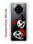 Чехол-накладка Huawei Honor 50 Lite (610636) Kruche PRINT Коты-Черепа