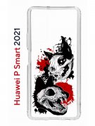 Чехол-накладка Huawei P Smart 2021 (594564) Kruche PRINT Коты-Черепа