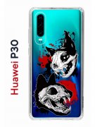 Чехол-накладка Huawei P30  (638392) Kruche PRINT Коты-Черепа