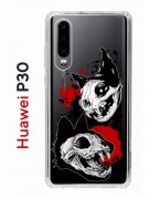 Чехол-накладка Huawei P30  (638392) Kruche PRINT Коты-Черепа