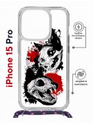 Чехол-накладка iPhone 15 Pro Kruche Magrope Print Коты-Черепа