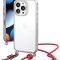 Чехол-накладка iPhone 13 Pro Max Amazingthing Advanta Crossbody Lanyard Transparent Red