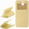 Чехол книжка Fly IQ4514 Evo Tech 4 Armor Flip Cover золотой с окном