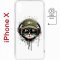 Чехол-накладка iPhone X/XS Kruche Magnet Print Кот в наушниках УЦЕНЕН