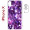 Чехол-накладка iPhone X/XS Kruche Magnet Print Purple leaves