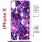 Чехол-накладка iPhone  X/XS Kruche Magrope Print Purple leaves