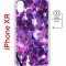 Чехол-накладка iPhone XR Kruche Magnet Print Purple leaves