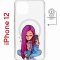 Чехол-накладка Apple iPhone 12  (598886) Kruche PRINT Pink Hair