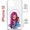 Чехол-накладка Apple iPhone 12  (598927) Kruche PRINT Pink Hair