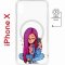 Чехол-накладка Apple iPhone X (598892) Kruche PRINT Pink Hair