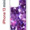 Чехол-накладка iPhone 13 mini Kruche Print Purple leaves